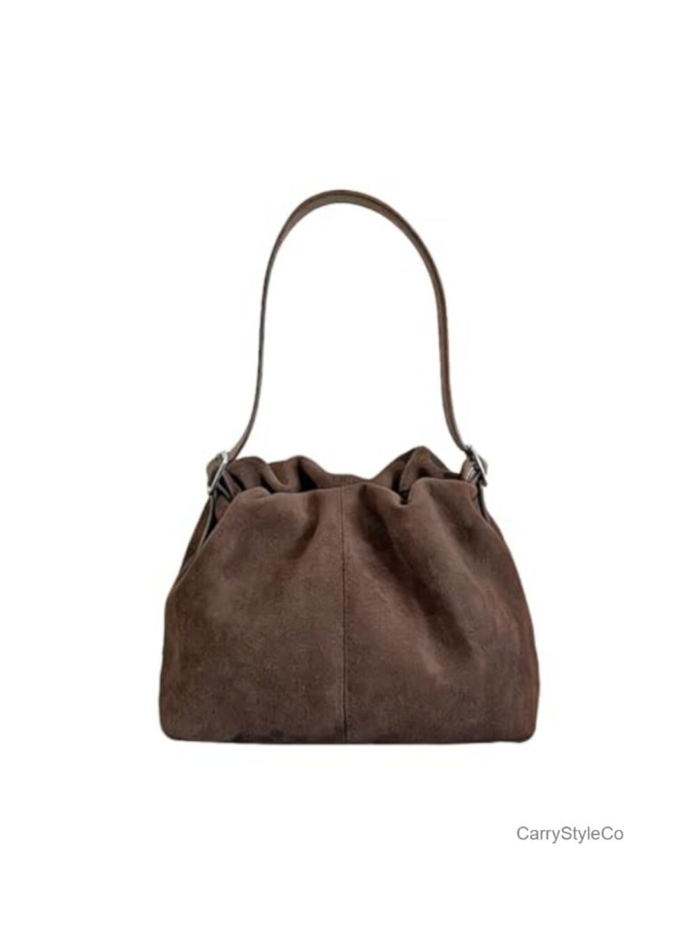 Suede Drawstring Bucket Bag Crossbody Shoulder Handbag